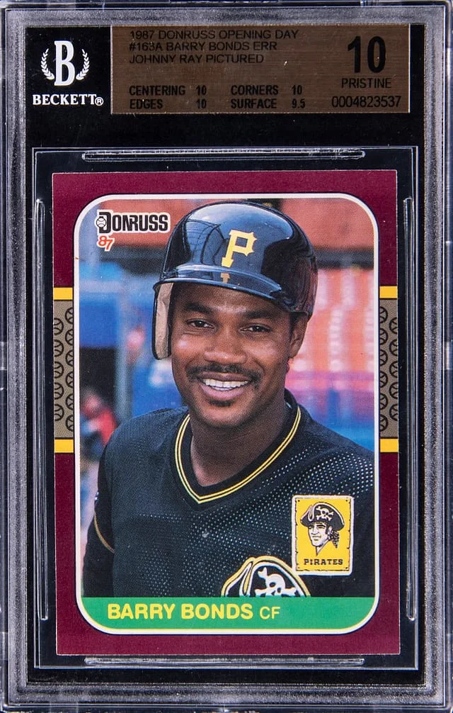 1987 Donruss Barry Bonds, Johnny Ray Pictured Error Opening Day #163A card image
