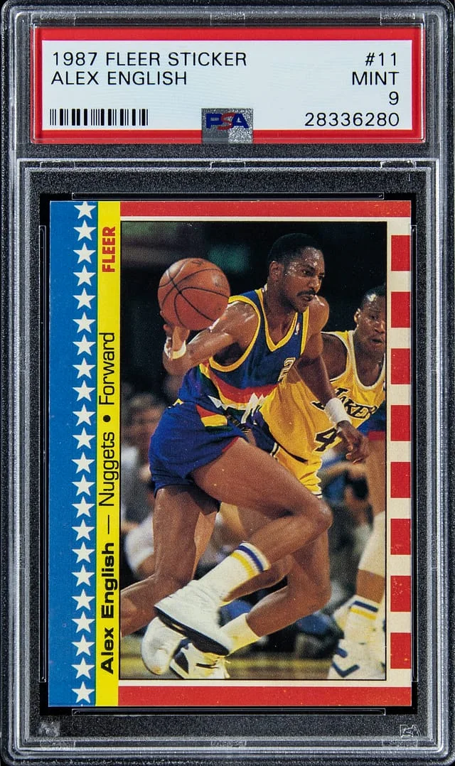 1987 Fleer Alex English Sticker #11 card image