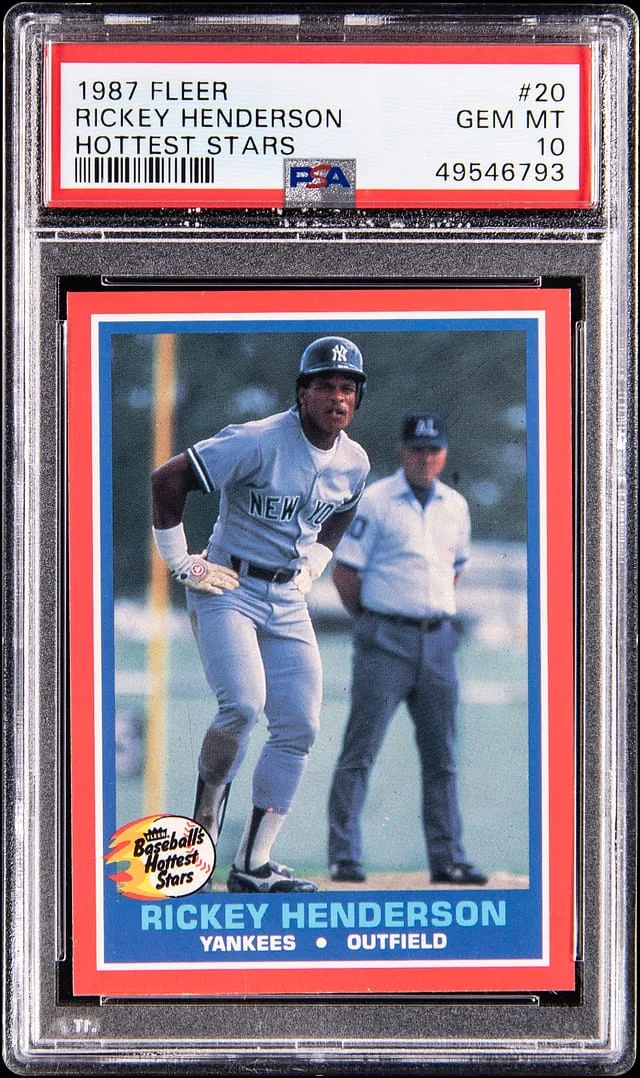 1987 Fleer Rickey Henderson Hottest Stars #20 card image