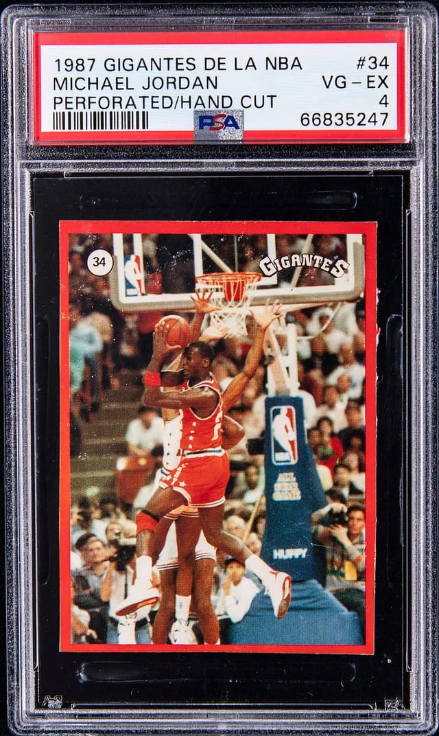 1987 Gigantes De La NBA Michael Jordan, Perforated/Hand Cut #34 card image