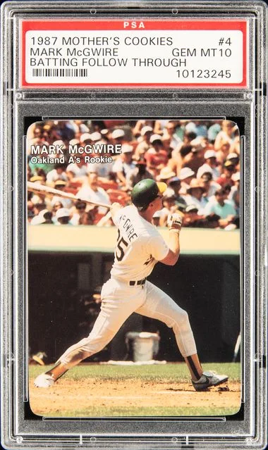 1987 Mother's Cookies Mark McGwire Batting Follow Through Mark McGwire #4 card image