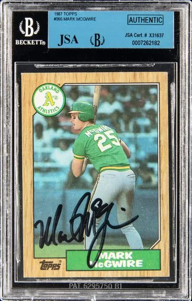 1987 Topps 366 Mark Mcgwire JSA #X31637 card image