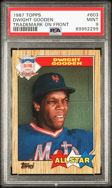 1987 Topps Dwight Gooden, Trademark On Front #603 card image