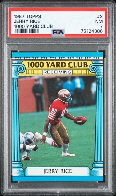 1987 Topps Jerry Rice 1000 Yard Club #2 card image