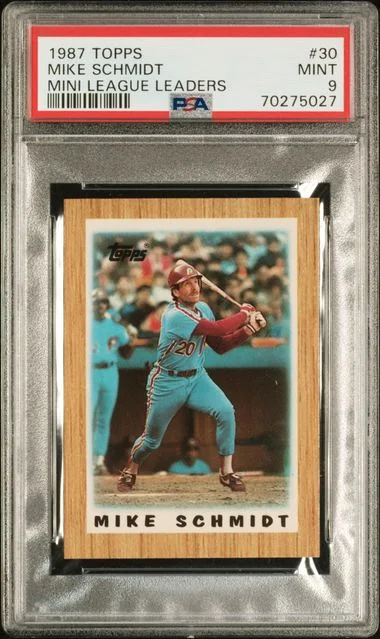 1987 Topps Mini Mike Schmidt League Leaders #30 card image