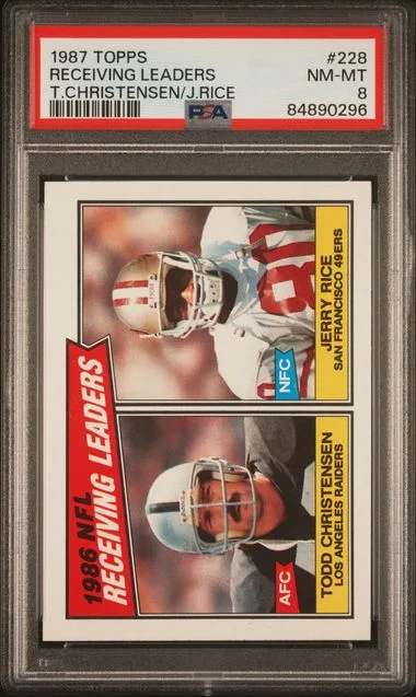 1987 Topps T.Christensen/J.Rice Receiving Leaders #228 card image