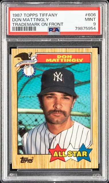 1987 Topps Tiffany Don Mattingly Trademark On Front #606 card image