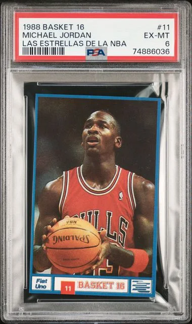 1988-89 Basket 16 Las Estrellas De La NBA, Hand Cut Michael Jordan #11 card image