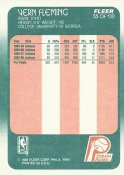 1988-89 Fleer Vern Fleming #55 card back image