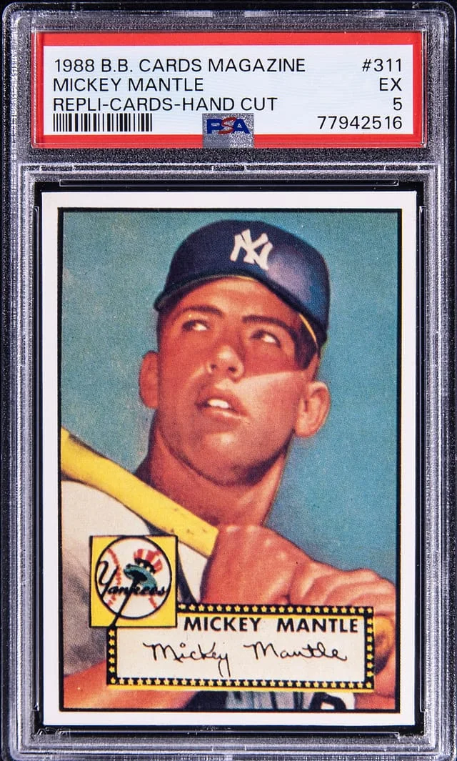 1988 Baseball Card Magazine Repli-cards Hand-Cut Mickey Mantle #311 card image