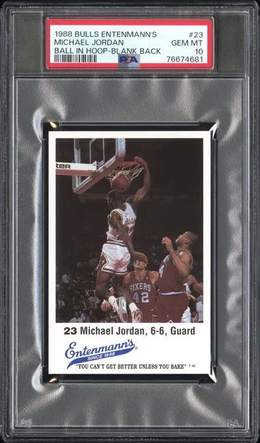1988 Entenmann's Bulls Ball In Hoop-Blank Back Michael Jordan #23 card image