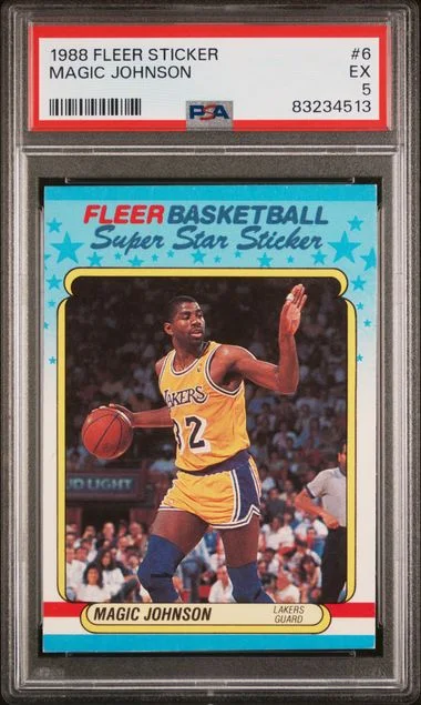1988 Fleer Magic Johnson Sticker #6 card image
