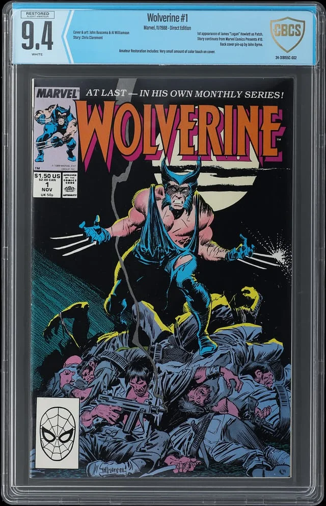 1988 Marvel) - CBCS Restored 9.4 Appearance of James Logan Howlett as #1st card image