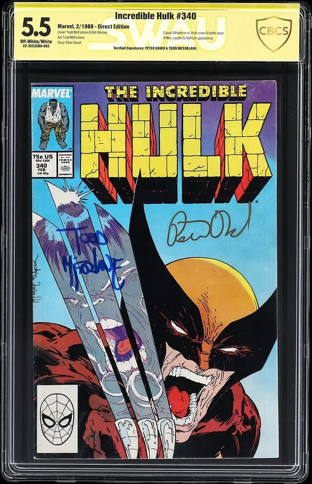 1988 Marvel) - CBCS Signed by Peter David, Todd McFarlane, Wolverine vs. Hulk #5.5 card image