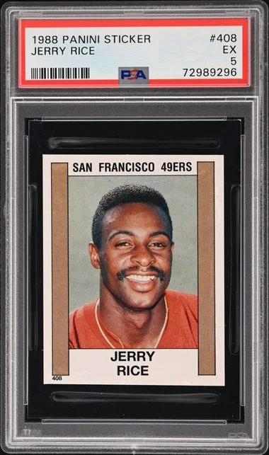 1988 Panini Jerry Rice Sticker #408 card image