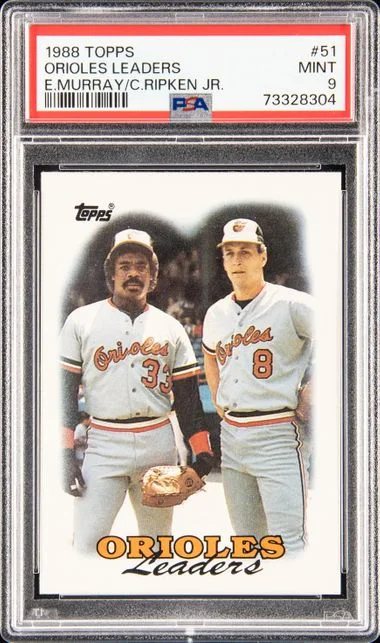1988 Topps Eddie Murray/Cal Ripken Jr. Dodgers Leaders #51 card image
