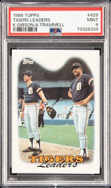 1988 Topps Kirk Gibson/Alan Trammell Tigers Leaders #429 card image