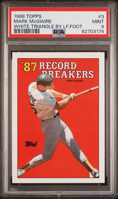 1988 Topps Mark Mcgwire White Triangle By Lf.Foot #3 card image