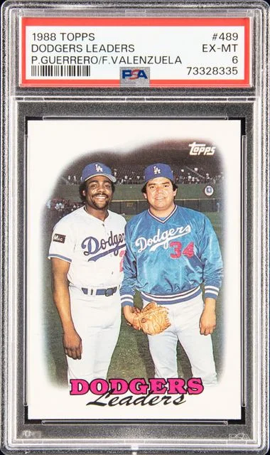 1988 Topps Pedro Guerrero/Fernando Valenzuela Dodgers Leaders #489 card image