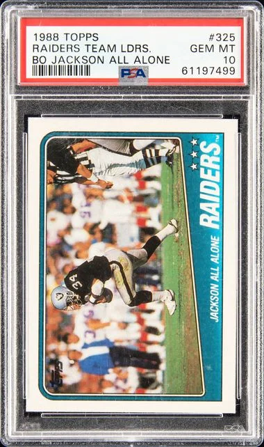 1988 Topps Raiders Team Ldrs. Bo Jackson All Alone #325 card image