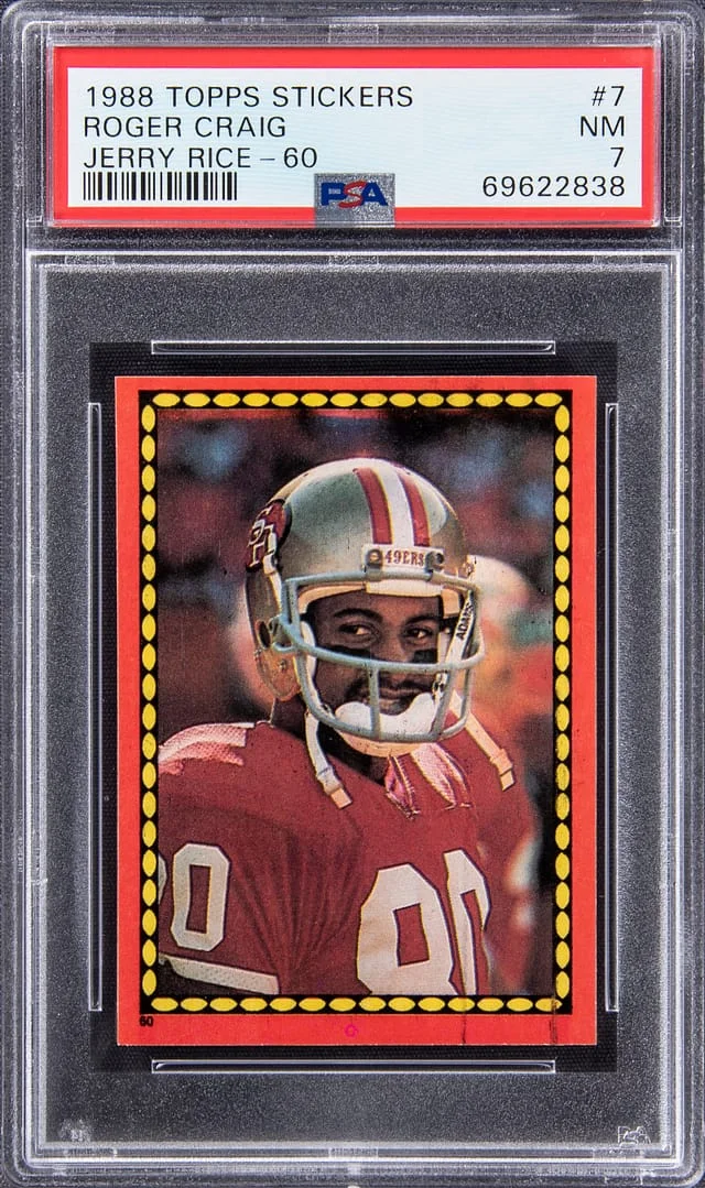 1988 Topps Stickers Jerry Rice/Roger Craig #no-number card image
