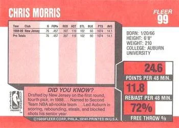 1989-90 Fleer Chris Morris RS #99 card back image