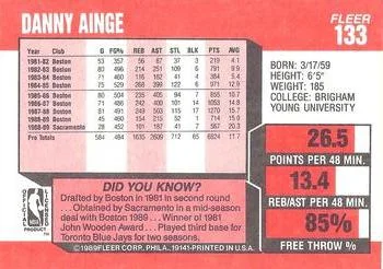 1989-90 Fleer Danny Ainge #133 card back image