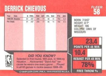 1989-90 Fleer Derrick Chievous #58 card back image