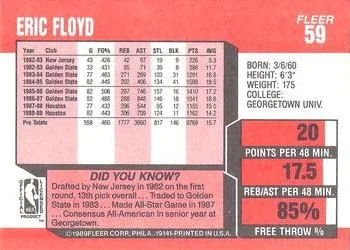1989-90 Fleer Eric Floyd #59 card back image