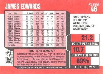 1989-90 Fleer James Edwards #46 card back image