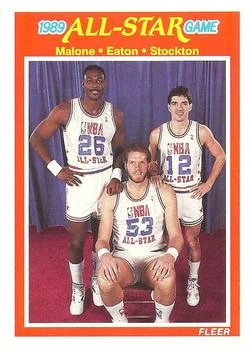 1989-90 Fleer Karl Malone / Mark Eaton / John Stockton #163 card image
