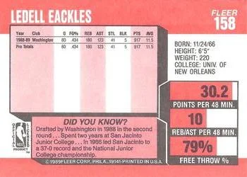 1989-90 Fleer Ledell Eackles #158 card back image