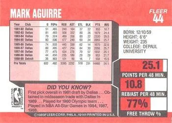 1989-90 Fleer Mark Aguirre #44 card back image