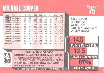 1989-90 Fleer Michael Cooper #75 card back image