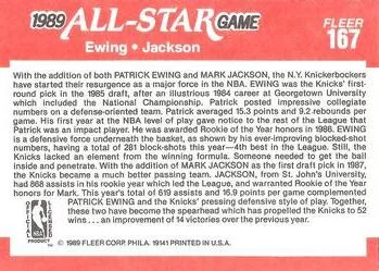 1989-90 Fleer Patrick Ewing / Mark Jackson #167 card back image