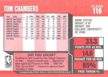 1989-90 Fleer Tom Chambers #119 card back image