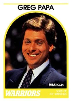 1989-90 Hoops Greg Papa Voice of the Warriors [Announcers] Announcers #NNO card image
