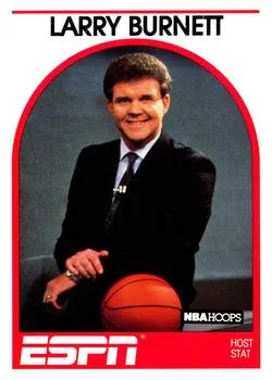 1989-90 Hoops Larry Burnett ESPN Host Stat [Announcers] Announcers #NNO card image