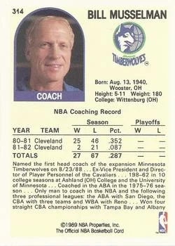 1989-90 Hoops Bill Musselman Head Coach #314 card back image