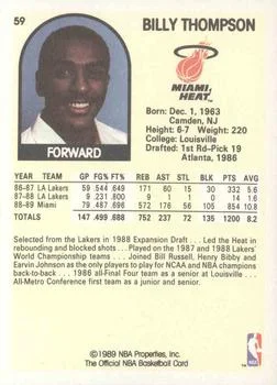 1989-90 Hoops Billy Thompson #59 card back image