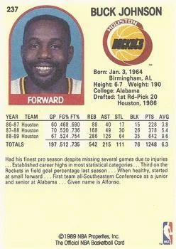 1989-90 Hoops Buck Johnson #237 card back image