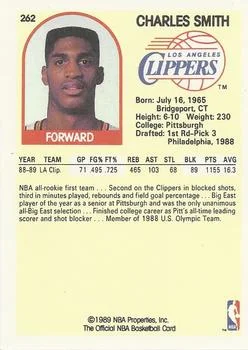 1989-90 Hoops Charles Smith #262 card back image