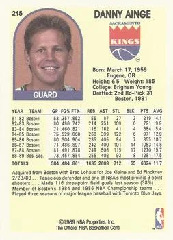 1989-90 Hoops Danny Ainge #215 card back image