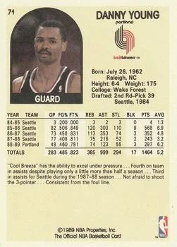 1989-90 Hoops Danny Young #71 card back image