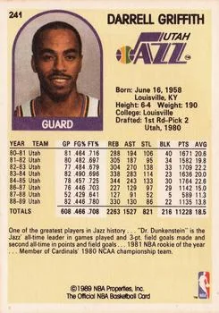 1989-90 Hoops Darrell Griffith #241 card back image
