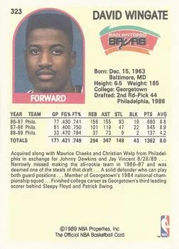 1989-90 Hoops David Wingate #323 card back image