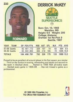 1989-90 Hoops Derrick McKey #233 card back image