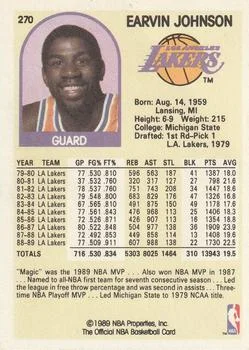 1989-90 Hoops Earvin Johnson #270 card back image