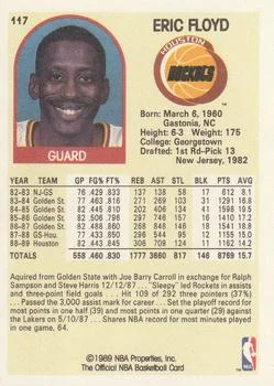 1989-90 Hoops Eric Floyd #117 card back image