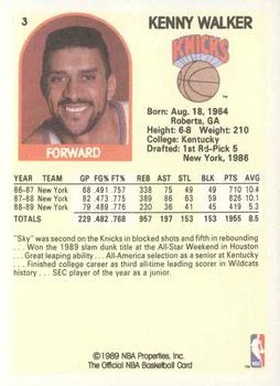 1989-90 Hoops Kenny Walker #3 card back image